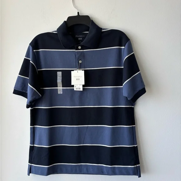 UNIQLO X JW ANDERSON Dry Pique Polo Shirt Striped Blue Size XS NWT